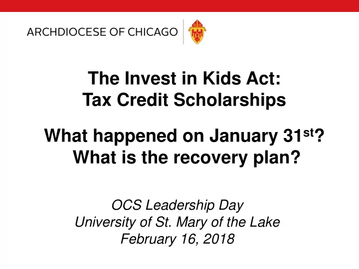the invest in kids act tax credit scholarships what