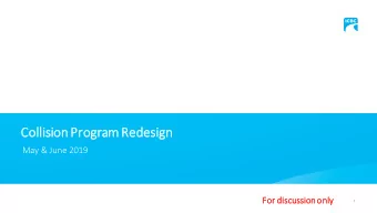 Collis  llision Program Redesign  ign  May &amp; June 2019  For discussion only  1  Terms of
