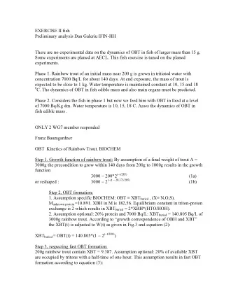 EXERCISE II fish  Preliminary analysis Dan Galeriu IFIN-HH  There are no experimental data on the