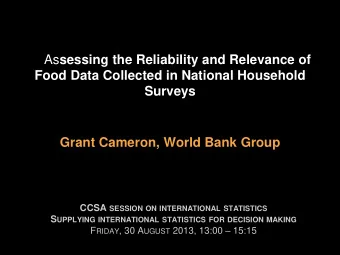 CCSA SESSION ON INTERNATIONAL STATISTICS S UPPLYING INTERNATIONAL STATISTICS FOR DECISION MAKING F
