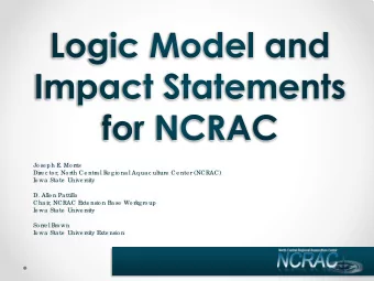 Jo se ph E  . Mo rris  Dire c to r, No rth Ce ntra l Re g io na l Aq ua c ulture  Ce nte r (NCRAC)