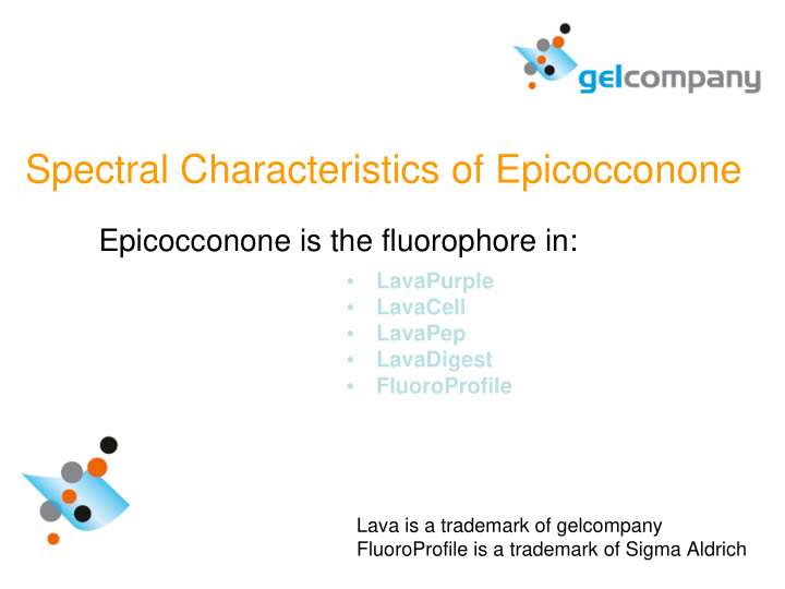 spectral characteristics of epicocconone