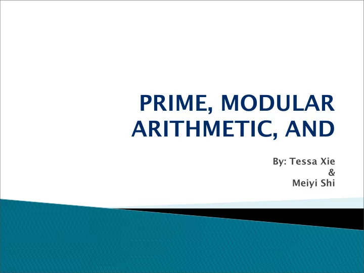 prime modular arithmetic and