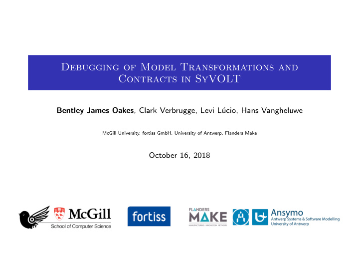 debugging of model transformations and contracts in syvolt