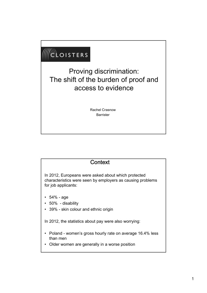 proving discrimination the shift of the burden of proof