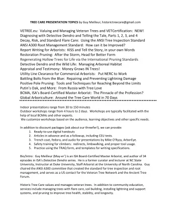 VETREE.eu:  Valuing and Managing Veteran Trees and VETCertification:  NEW!  Diagnosing with