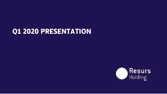 Q1 2020 PRESENTATION  Q1 2020 PRESENTATION  TODAYS PRESENTERS  Kenneth Nilsson  Christina