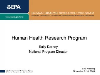 Human Health Research Program  Human Health Research Program  Sally Darney  Sally Darney  National