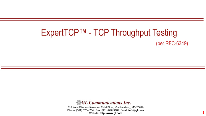 experttcp tcp throughput testing