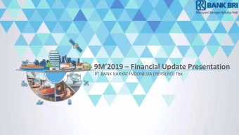 9M  2019  Financial Update Presentation  PT BANK RAKYAT INDONESIA (PERSERO) Tbk Indonesia