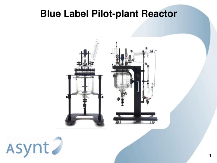 blue label pilot plant reactor