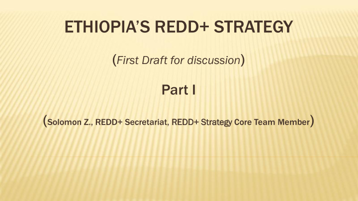 ethiopia s redd strategy