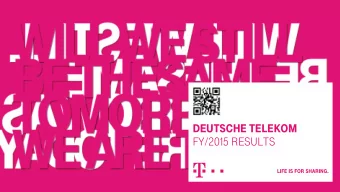 Deutsche telekom  FY/2015 Results  DIsclAImeR  This presentation contains forward-looking
