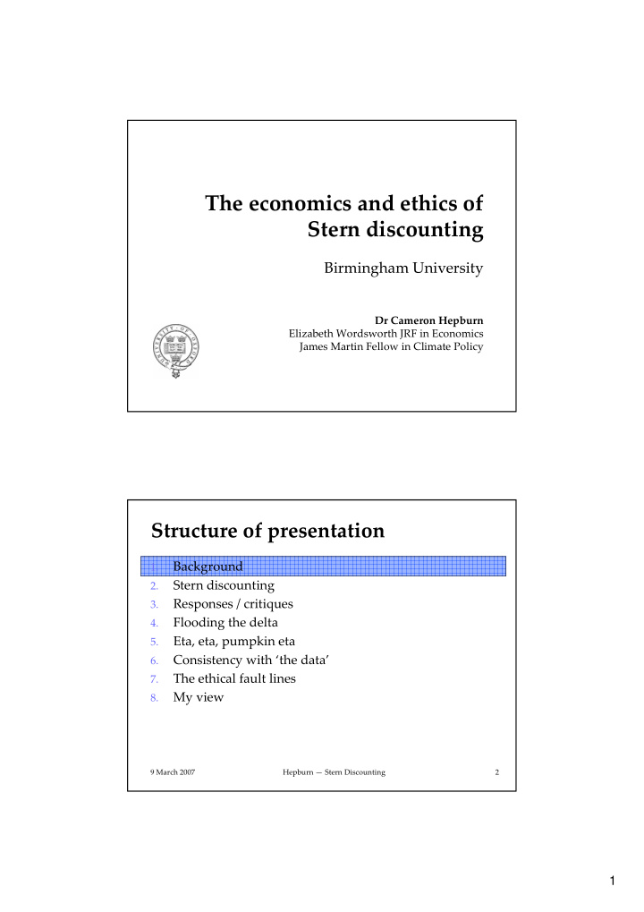 the economics and ethics of stern discounting