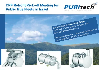 DPF Retrofit Kick-off Meeting for  Public Bus Fleets in Israel  Contents    Company Profile