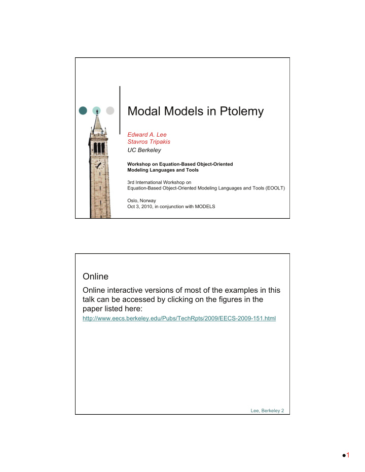 modal models in ptolemy