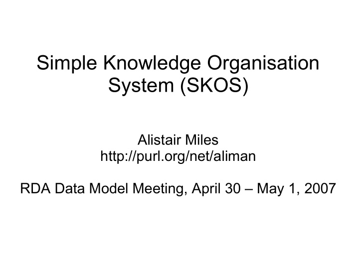 simple knowledge organisation system skos