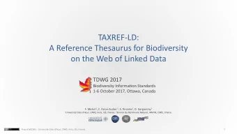 on the Web of Linked Data  TDWG 2017  Biodiversity Information Standards  1-6 October 2017, Ottawa,
