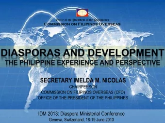 SECRETARY IMELDA M. NICOLAS  CHAIRPERSON  COMMISSION ON FILIPINOS OVERSEAS (CFO)  OFFICE OF THE