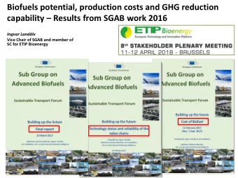 capability  Results from SGAB work 2016  Ingvar Landlv  Vice Chair of SGAB and member of  SC