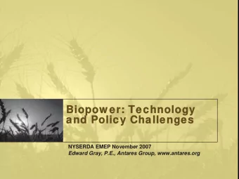 Biopow er: Technology  Biopow er: Technology  and Policy Challenges  and Policy Challenges  NYSERDA
