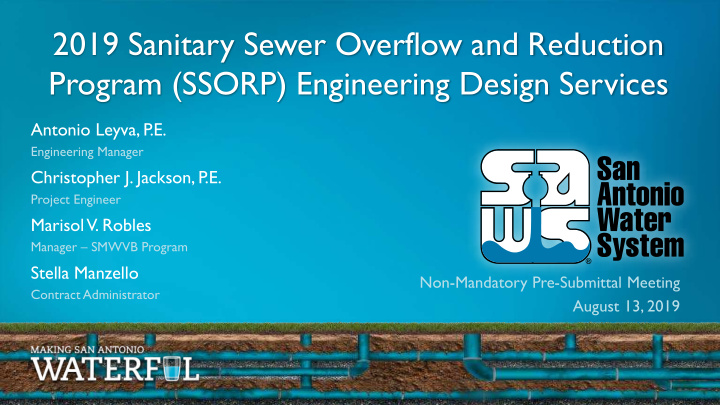 2019 sanitary sewer overflow and reduction program ssorp