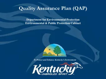 Quality Assurance Plan (QAP)  Department for Environmental Protection  Environmental &amp; Public