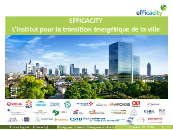 Tristan Rigaut  (Efficacity)  Energy and Climate Management of a Subway Station  October 22, 2015