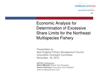 Economic Analysis for  Determination of Excessive  Share Limits for the Northeast  Multispecies