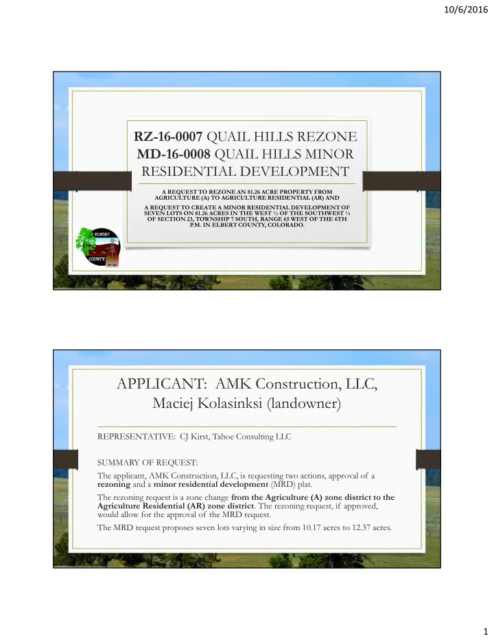 applicant amk construction llc maciej kolasinksi landowner