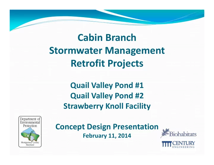 cabin branch stormwater management retrofit projects