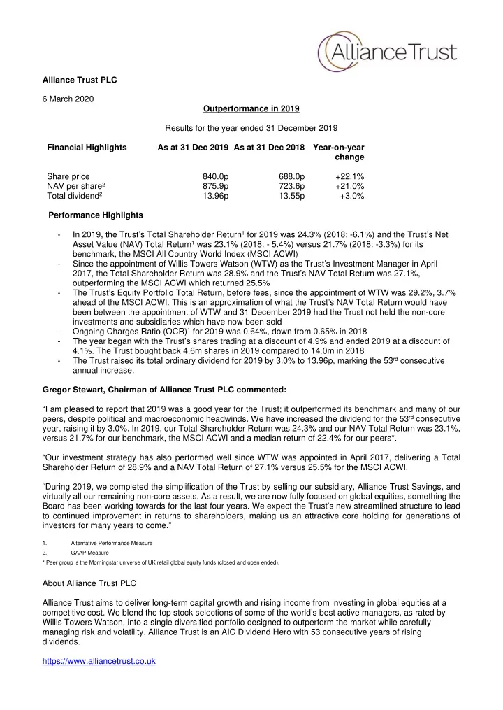 alliance trust plc