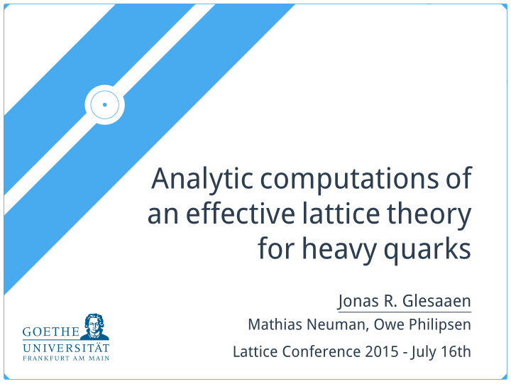 analytic computations of an effective lattice theory for