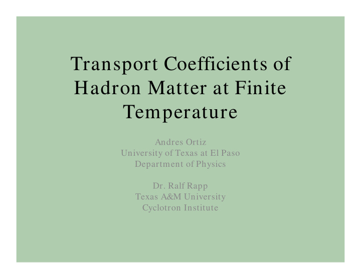 transport coefficients of hadron matter at finite