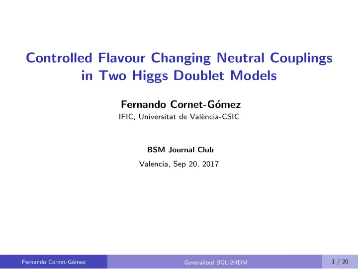 controlled flavour changing neutral couplings in two