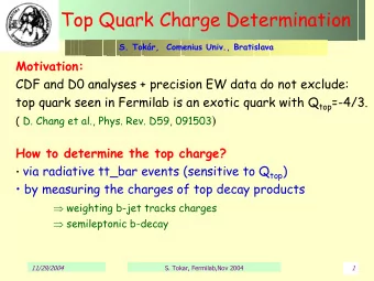 Top Quark Charge Determination  S. Tokr,  Comenius Univ., Bratislava  Motivation:  CDF and D0