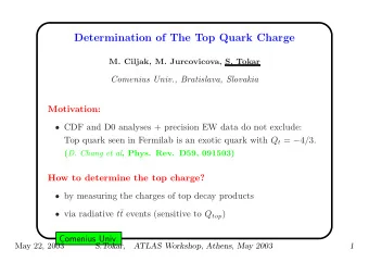 Determination of The Top Quark Charge  M. Ciljak, M. Jurcovicova, S. Tokar  Comenius Univ.,