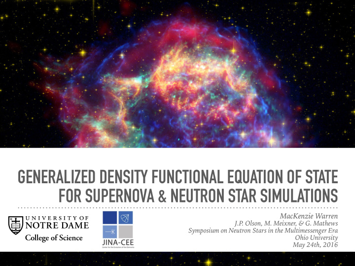 generalized density functional equation of state for