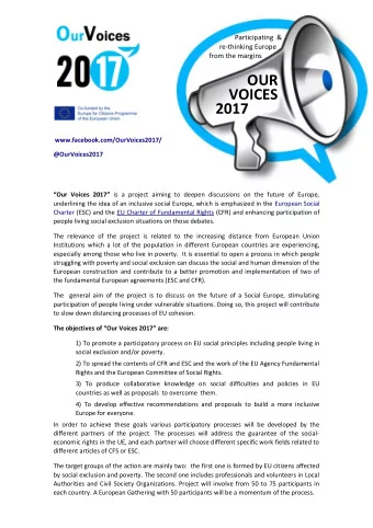 OUR  VOICES  2017  www.facebook.com/OurVoices2017/  @OurVoices2017 Our  Voices  2017 is a