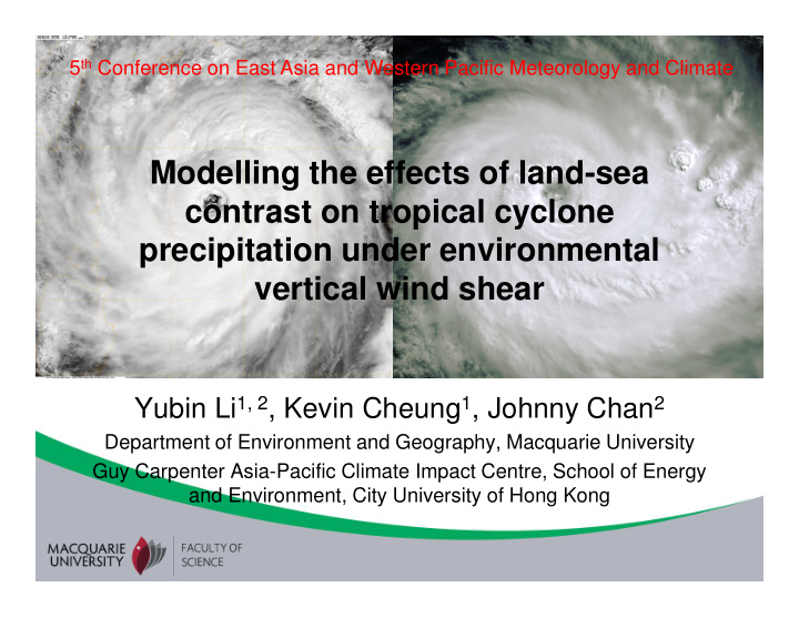 modelling the effects of land sea contrast on tropical