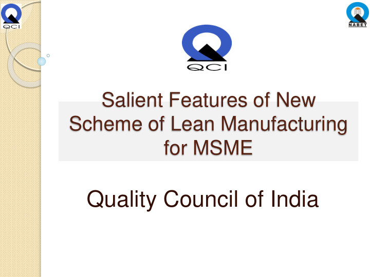 quality council of india relevance of lean in msme sector