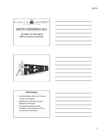 Strategies  for  Managing      Difficult  Student  Situa8ons    Overview