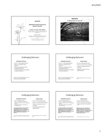 4/11/2019  Namaste  A deep bow to you all  KEYNOTE  Mindfulness-Based Programs for  Behavior