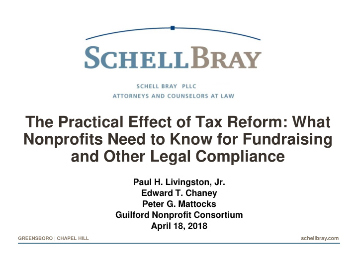 the practical effect of tax reform what nonprofits need