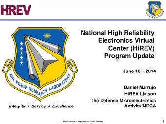 National High Reliability  Electronics Virtual  Center (HiREV)  Program Update June 18 th , 2014