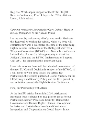 Regional Workshop in support of the BTWC Eighth  Review Conference, 13  14 September 2016,
