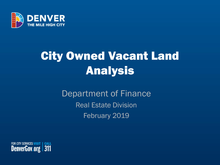 city owned vacant land analysis