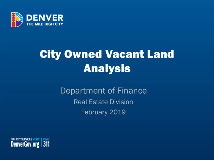 city owned vacant land analysis