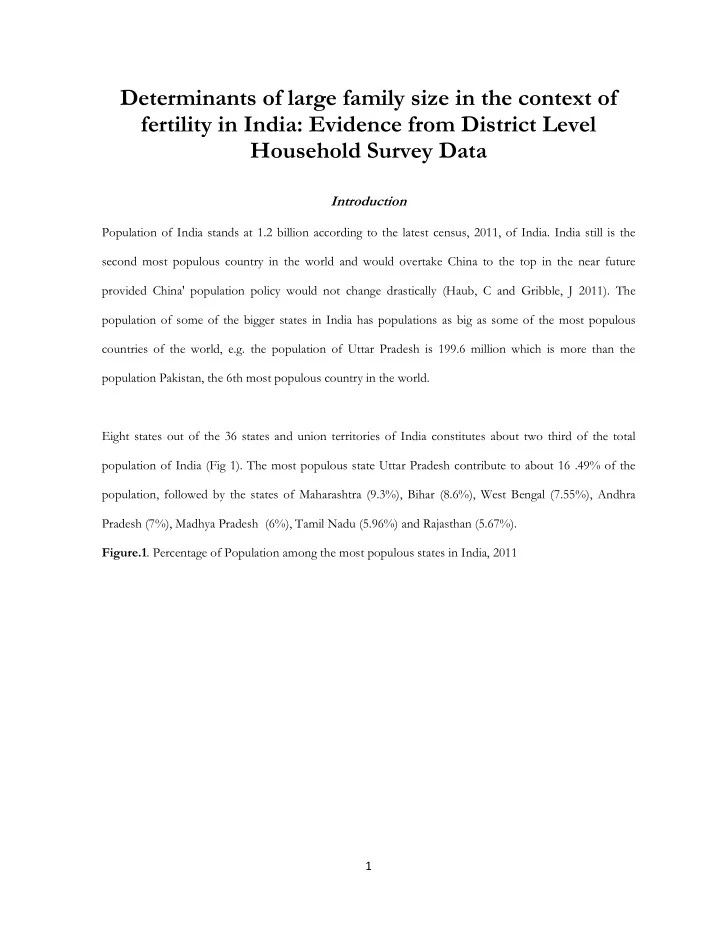 determinants of large family size in the context of