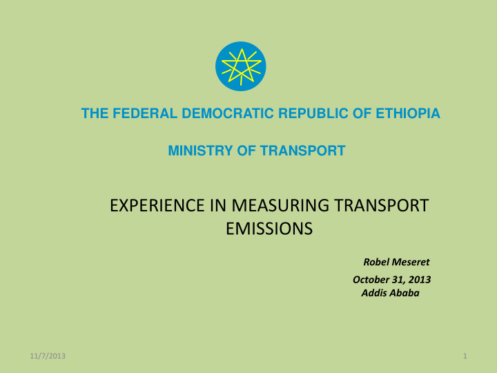 the federal democratic republic of ethiopia ministry of